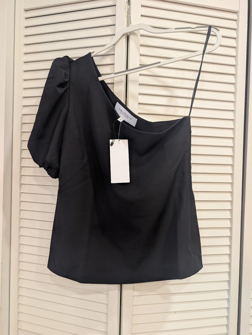 NWT Camilyn Beth Luxury Black One Shoulder Top Size Med Sarasota Lux Design USA